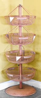NABISCO RED METAL WIRE DISPLAY RACK WITH REVOLVING BASKETS