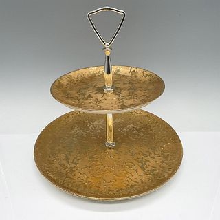 Tiered Serving Tray, Weeping Bright 22K Gold Hand Decoration
