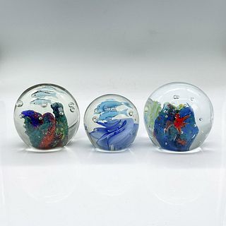 3pc Glass Orb Paperweights, Under The Sea