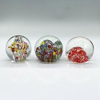 3pc Glass Orb Paperweights, Various Colors