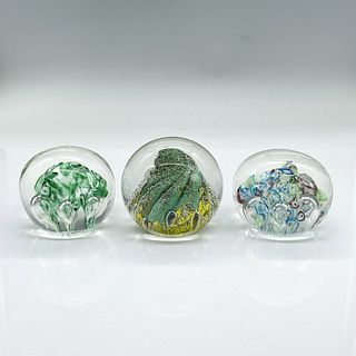 3pc Glass Orb Paperweights, Various Colors
