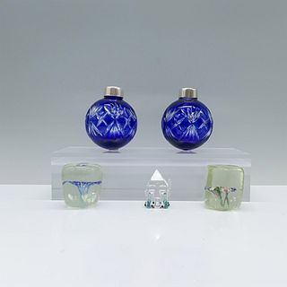 5pc Art Glass Paperweights, Home, & Royal Doulton Ornaments