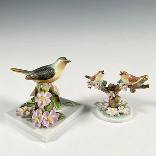 2pc Herend Porcelain Figurine, Birds on Branches