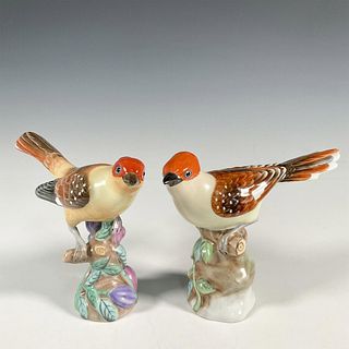 2pc Herend Porcelain Figurines, Red Headed Birds
