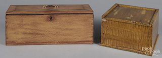 Two painted boxes, early/mid 20th c., 6 1/4'' h., 11 1/2'' w. and 6 3/4'' h., 17 3/4'' w.