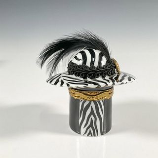 French Limoges Hand Painted Box, Zebra Hat Fashion