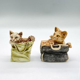 2pc Harmony Kingdom Treasure Boxes, Cats in Bags
