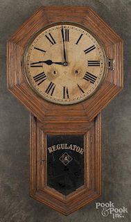 Ansonia oak regulator clock, 31 1/4'' h,