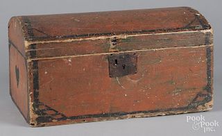 New England painted dome lid box, 19th c., 10 1/2'' h., 20'' w.