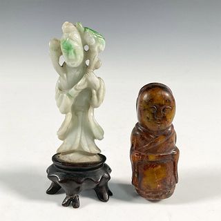 Group of Two Chinese Jade Guanyin Figures