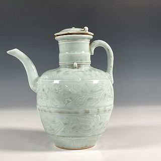 Chinese Stoneware Caledon Glaze Tea Pot