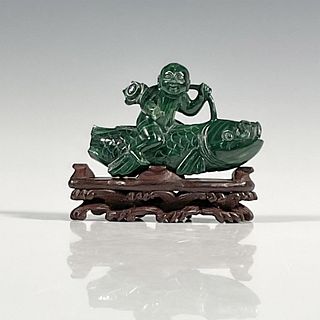 Antique Chinese Malachite Qin Gao Figurine