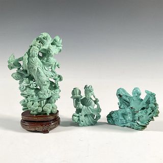 Group of Three Chinese Turquoise Goddess Figures