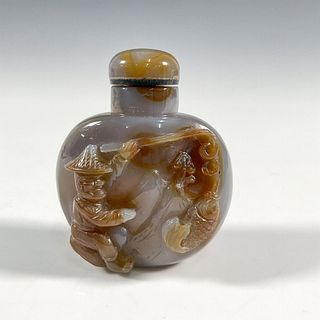 Chinese Carved Agate Stone Snuff Bottle