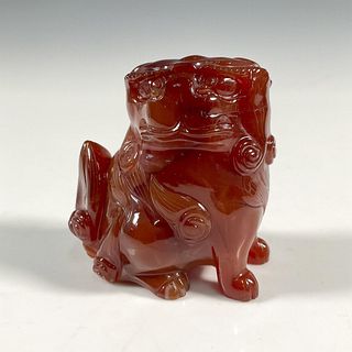 Chinese Carnelian Agate Foo Dog Figurine