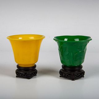 2pc Antique Chinese Peking Glass Vases