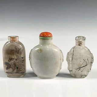 Group of Three Chinese Glass and Stone Snuff Bottles