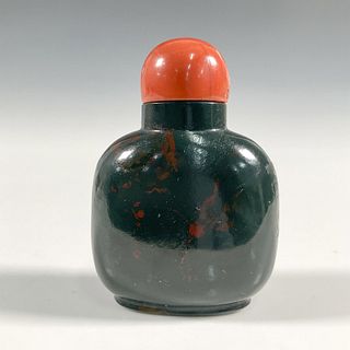 Chinese Jasper Snuff Bottle with Coral Stopper