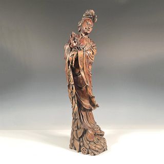 Chinese Guanyin Wood Carving Sculpture