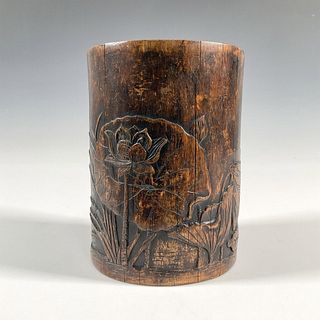Antique Carved Bamboo Brush Pot