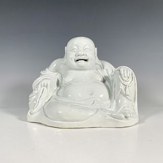 Chinese Blanc De Chine Seated Immortal Pudai Figure