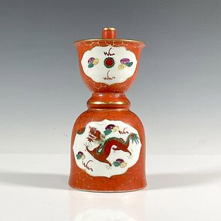 Chinese Porcelain Phoenix and Dragon Candle Holder
