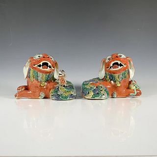 Pair of 19th Century Chinese Ceramic Foo Dog Figurines