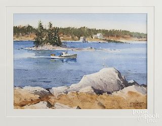 Frederick Kubitz (American 20th/21st), watercolor titled Sheepscot River, signed lower right, 10''x
