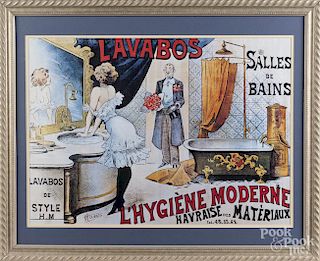 Modern French advertising poster for Lavabos, 19'' x 27''.