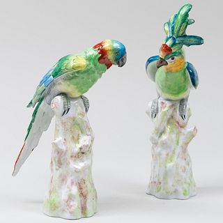 Mating Pair of Paris Porcelain Parrots
