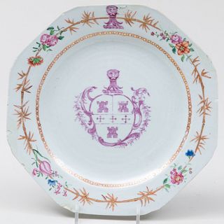 Chinese Export Armorial Porcelain Octagonal Plate 