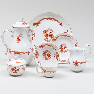 Meissen Porcelain Part Coffee Service in the 'Red Dragon' Pattern