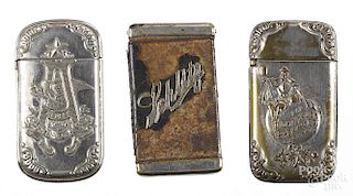 Three Brewery advertising match vesta safes, to include The John Hauck Brewing Co., Cincinnati O.,