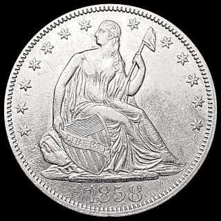 1858 Seated Liberty Half Dollar CLOSELY UNCIRCULAT
