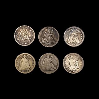 [6] Varied US SILV Half Dimes (1835, (2) 1837, 184