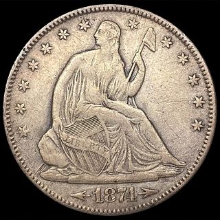 1874-S Arws Seated Liberty Half Dollar NEARLY UNCI