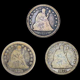 [3] Seated Lib Quarters [1862, 1875, 1876-S] NICEL