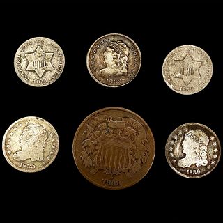 [6] Varied US Coinage (1832, 1835, 1836, 1851, 185
