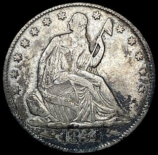 1854 Arws Seated Liberty Half Dollar LIGHTLY CIRCU