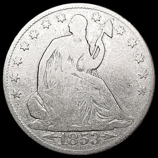 1853-O Arws & Rays Seated Liberty Half Dollar LIGH