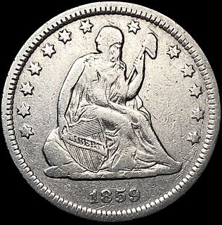 1859-O Seated Liberty Quarter NEARLY UNCIRCULATED