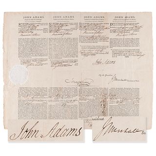 John Adams and John Marshall Signed Four-Language Ship&#39;s Passport