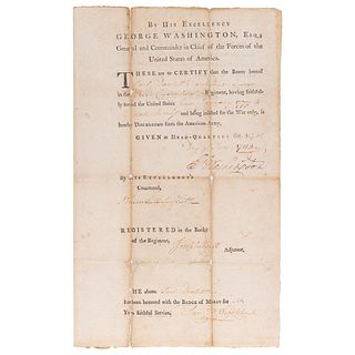 George Washington Signed Revolutionary War Discharge Certificate (1783)