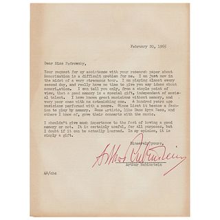 Arthur Rubinstein Typed Letter Signed