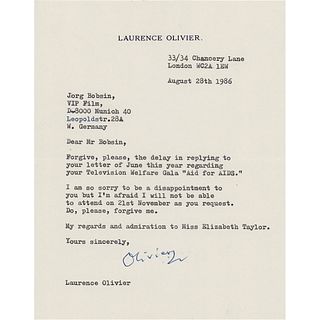 Laurence Olivier Typed Letter Signed