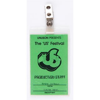1982 US Festival Backstage Pass - From the Collection of Legendary Audio Engineer Bruce Jackson