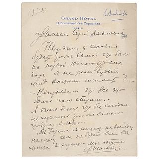 Feodor Chaliapin Autograph Letter Signed