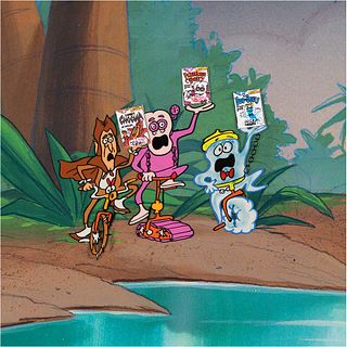 Count Chocula, Franken Berry, and Boo Berry production cel from a General Mills cereal TV commercial