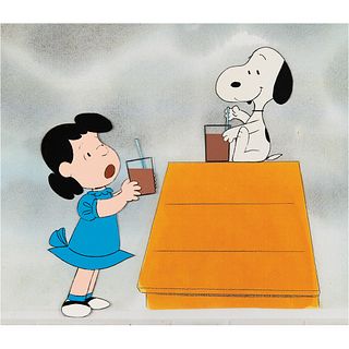 Snoopy and Lucy production cels from a commercial for The Charlie Brown and Snoopy Show