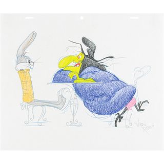 Bugs Bunny and Witch Hazel original drawing by Virgil Ross